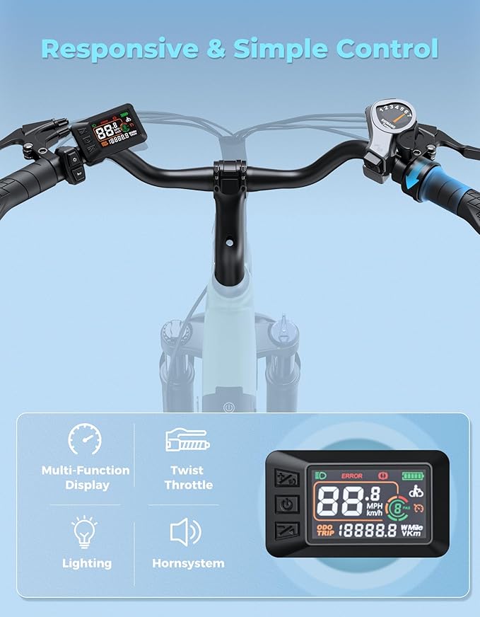 Jasion YC1/ST 26" Electric Bike, 750W Peak Motor, Step-Through Ebike for Adults, 360WH Removable Battery, Up to 40miles, Max 23MPH Urban Commuter E-Bike, 7 Speeds & Front Suspension-StrideForce Fitness