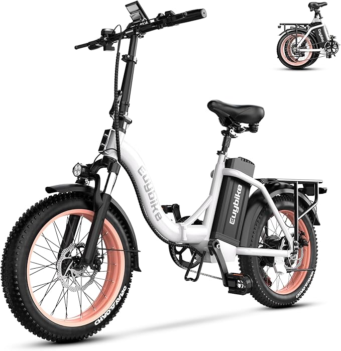 Foldable Electric Bike for Adults, Peak 1000W Brushless Motor 30MPH 70Miles City Commuter Ebike, 48V 20AH Lithium Battery, 20" Fat Tire 7-Speed E-Bicycle with Front Suspension Colourful LCD Display-StrideForce Fitness