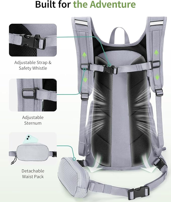 ECOHUB Hydration Backpack for Men Women, 20L Lightweight Hiking Daypack Cycling Backpack with 2L Water Bladder, Insulated Hydration Pack with Waist Pack-StrideForce Fitness