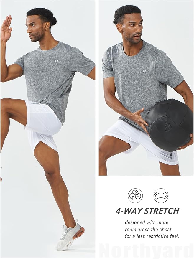 NORTHYARD Mens Athletic Shirts Short Sleeve Gym Workout Running Training Sports Performance T Shirt Basic Tee for Men-StrideForce Fitness