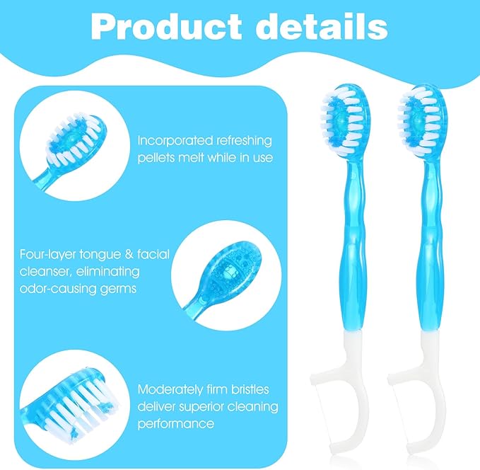 60 Pack Mini Toothbrushes with Toothpaste, Individually Packaged Disposable Travel toothbrushes with Tongue Scrapers, Removable Floss and Pick for Work, Travel