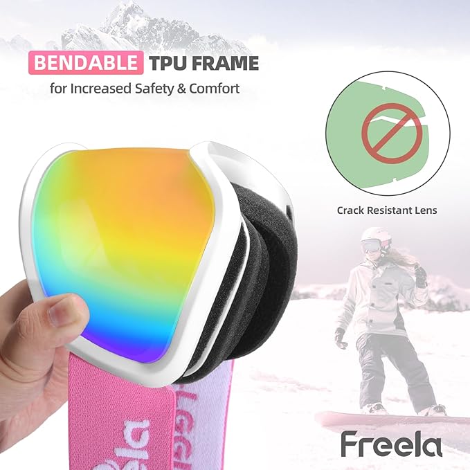 Freela Ski Goggles OTG Men Women, Over Glasses Snow Snowboard Sports Goggles for Adult Youth 100% UV400 Protection Anti Fog-StrideForce Fitness