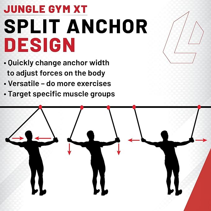 Lifeline Jungle Gym XT Body Weight Suspension Trainer System – Patented Split Anchor, Full-Body Workout, Lightweight Home Suspension Training Kit for Home Gym, Workout Equipment-StrideForce Fitness