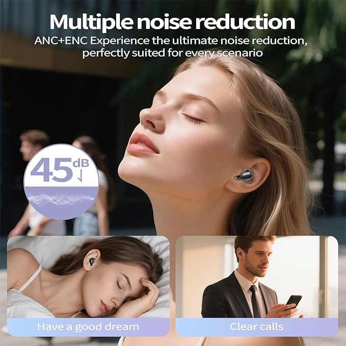 Sleep Earbuds, Mini ANC Wireless Earbuds Bluetooth 5.4 Headphones Deep Bass Stereo, 48H Playtime Ear Buds, 4 ENC Noise Cancelling Mic, In Ear IP7 Waterproof Earphones for Side Sleepers,Touch Control-StrideForce Fitness