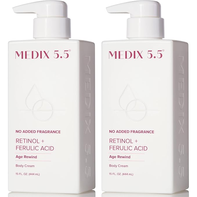 MEDIX Fragrance Free Retinol Body Lotion Crepey Skin Care Treatment | Anti Aging Body Lotion & Face Moisturizer | Firming Retinol Cream For Face Targets Loose Crepe Skin, Wrinkles, & Fine Lines, 2PC-StrideForce Fitness
