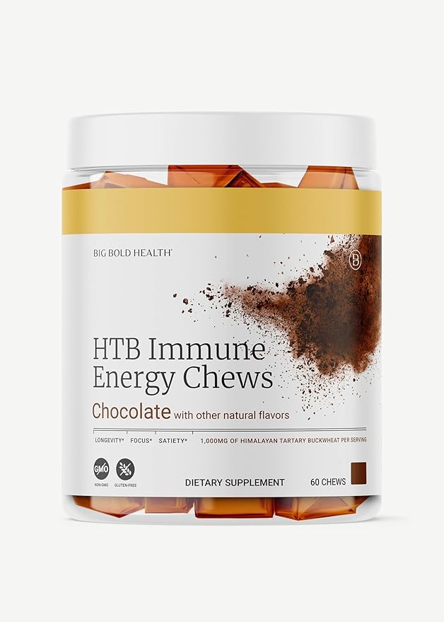 BIG BOLD HEALTH HTB Immune Energy Chews, Organic Sprouted Buckwheat with Vitamin D, Vitamin C, Zinc and Magnesium. Flavored with Delicious Real Cocoa Powder.-StrideForce Fitness