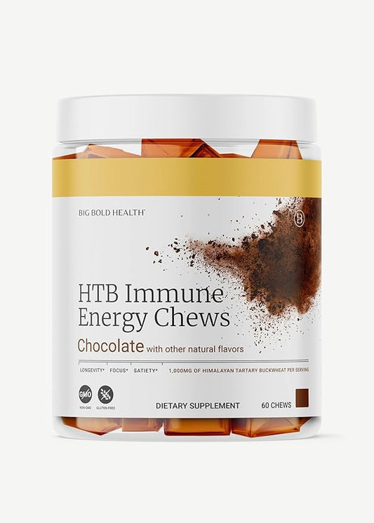 BIG BOLD HEALTH HTB Immune Energy Chews, Organic Sprouted Buckwheat with Vitamin D, Vitamin C, Zinc and Magnesium. Flavored with Delicious Real Cocoa Powder.-StrideForce Fitness