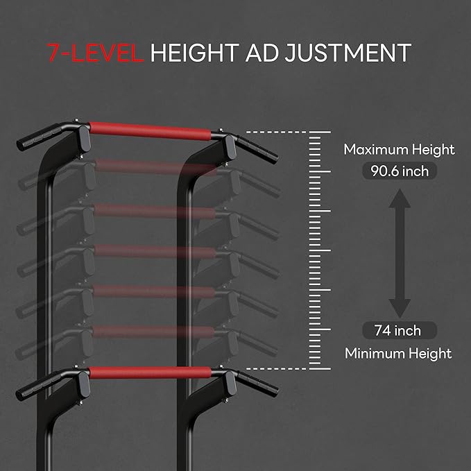 soges Pull Up Bar Dip Station, Power Tower with Boxing Speed Ball & Spinning Target, Adjustable Height Dip Stand Strength Training Fitness Workout Station, Assistive Trainer Pull Up Stand-StrideForce Fitness