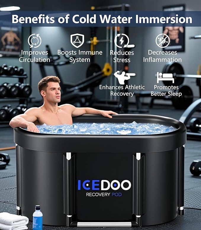 Upgrade XL 139 Gal Large Oval Ice Bath Tub for Athletes,Multiple Layered Portable Outdoor Cold Plunge Tub for Recovery,Cold Plunge for Family - Foldable Bathtubs for Gyms,Indoor,Outdoor use.-StrideForce Fitness