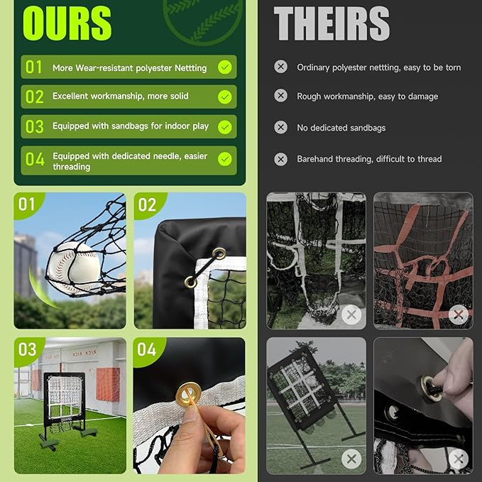 9 Hole Pitching Net, Heavy-Duty Baseball Net with Strike Zone for Pitching and Hitting, Height Adjustable Training Equipment with 9 Pocket Pitching Target for Baseball & Softball Practice-StrideForce Fitness