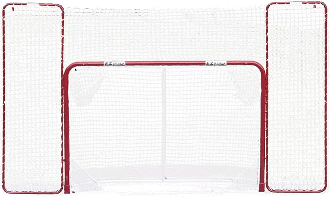 EZGoal Hockey Folding Pro Goal with Backstop and Targets, 2-Inch, Red/White-StrideForce Fitness