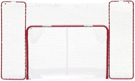 EZGoal Hockey Folding Pro Goal with Backstop and Targets, 2-Inch, Red/White-StrideForce Fitness