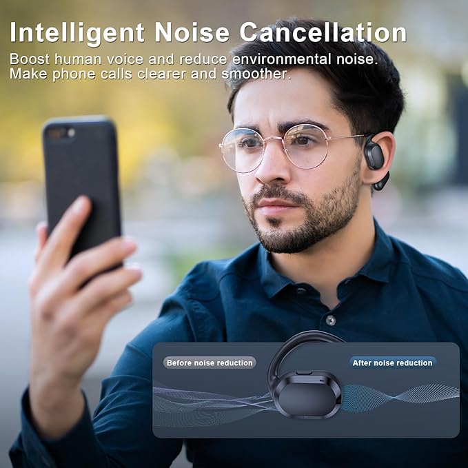 Open Ear Headphones, Open Ear Earbuds, IPX7 Waterproof, Bluetooth 5.3 True Wireless Sports Over Ear Earbuds with Earhooks, Built-in Mic, Crystal-Clear Calls for Running Workout Cycling Driving-StrideForce Fitness