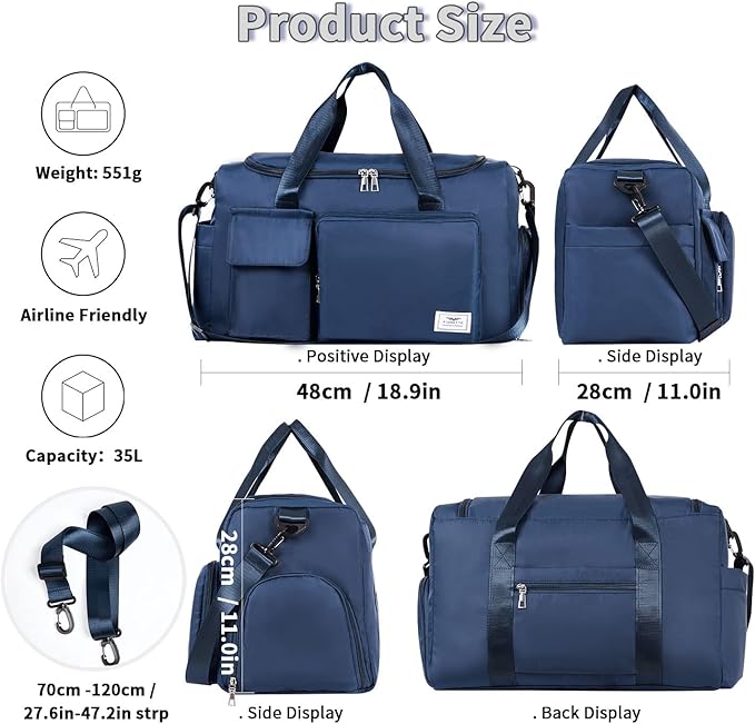 FIORETTO Women's Gym Duffle Bag with Shoes Compartment, 37L Capacity, Ideal for Travel, Gym, Sports, Duffel, Weekender-StrideForce Fitness