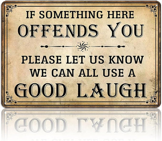 Bar Sign Man Cave Decor - Vintage Garage Metal Tin Signs for Men Funny If Something Here Offends You Poster Wall Art, Sports Bars Outdoor Accessories Decorations 8x12 Inch-StrideForce Fitness