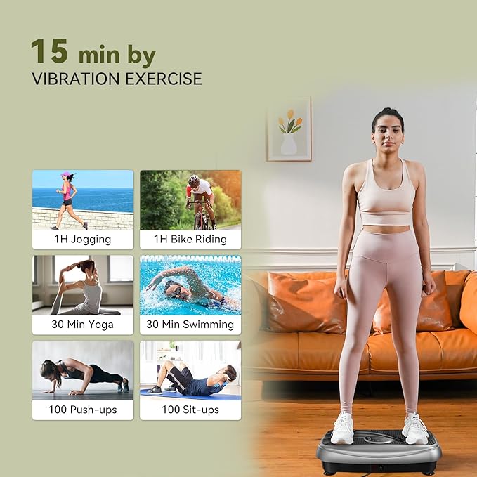 UCIN Vibration Plate Exercise Machine, Vibration Plate for Lymphatic Drainage, 330 Lbs Capacity Vibrating Plate for Weight Loss Home Fitness with Resistance Bands/Pilates Ball-StrideForce Fitness