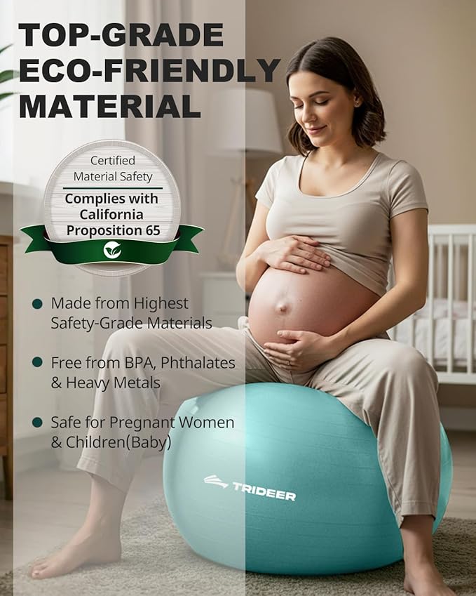 Trideer Yoga Ball – Anti-Burst Exercise Ball for Pregnancy, Office, Birthing, Stretching & Core Workout – Home Gym & Therapy-StrideForce Fitness
