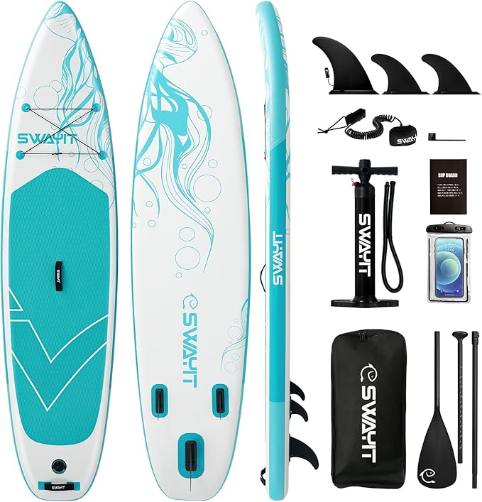 Inflatable Stand Up Paddle Board – Durable SUP for Adults & Youth,33" Wide Blow Up Paddle Board with Paddle, Pump, Backpack,Leash – All Around Stable for All Skill Levels, Carries up to 450 lbs-StrideForce Fitness