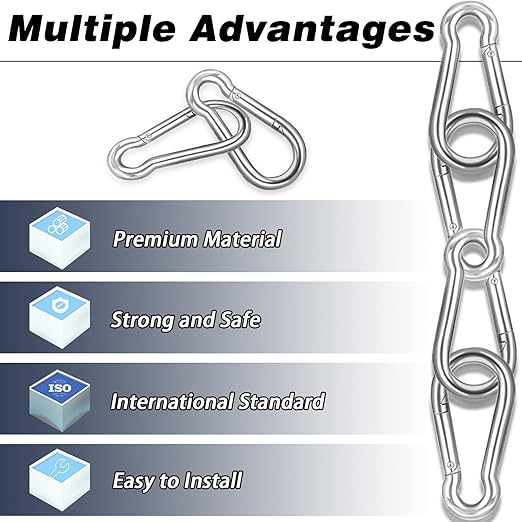 200PCS 2.36'' Spring Snap Hook, M6 1/4Inch Galvanized Silver Steel Carabiner Clip, Small Carabiner Clip 260LBS Holding Capacity Quick Link Clip Keychain for Hammock Dog Leash & Camping Gym-StrideForce Fitness