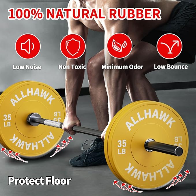 Colorful Olympic Bumper Plates, 2-inch Stainless Steel Insert, Virgin Rubber Weight Plate Set for Barbell Weight Lifting and Strength Training Home Gym-StrideForce Fitness