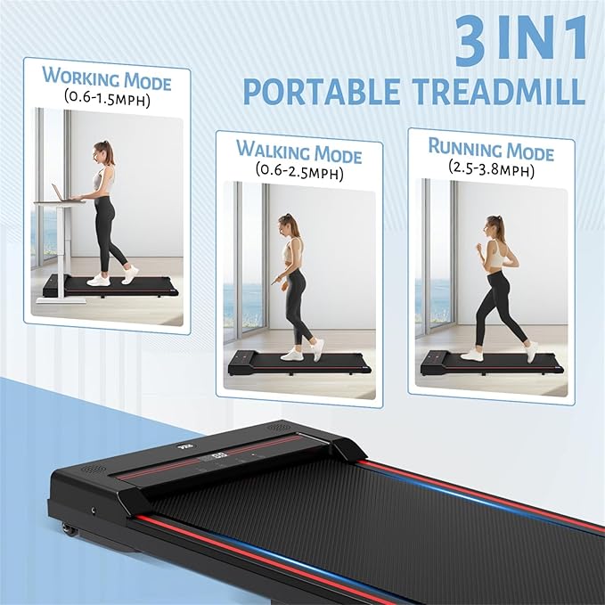 Sperax Walking Vibration Pad with APP, 3 in 1 Under Desk Treadmill, 2.5HP Low Noise Walking Treadmill Pad with Remote Control,Portable Treadmills for Home Office-StrideForce Fitness