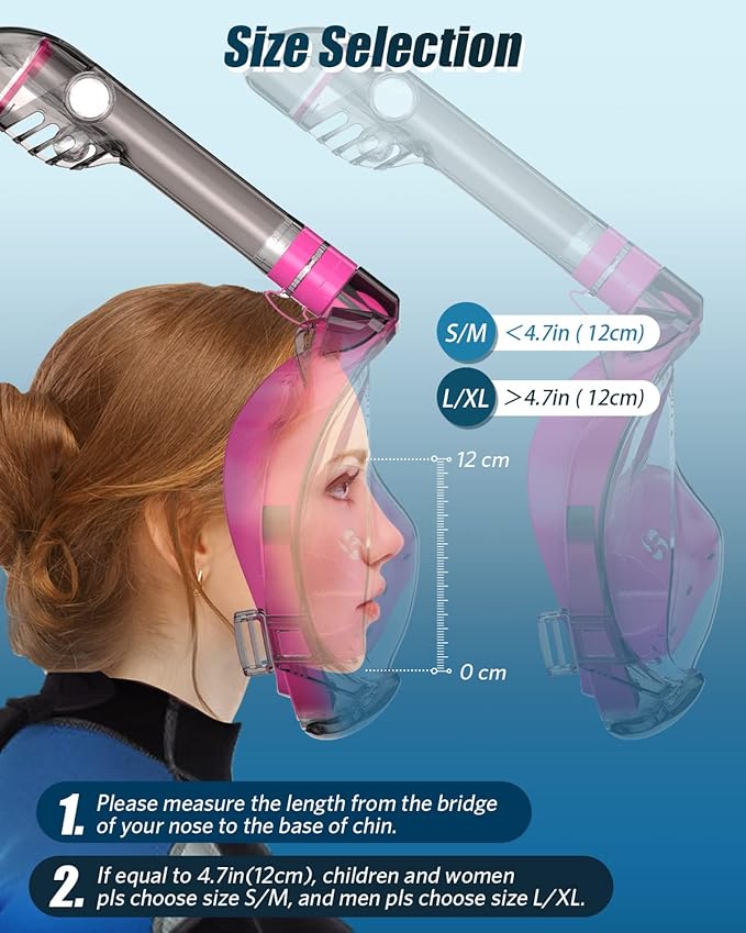 QingSong Full Face Snorkel Mask for Adults, Snorkeling Gear with Camera Mount, 180 Degree Panoramic View Snorkel Set Anti-Fog Anti-Leak-StrideForce Fitness