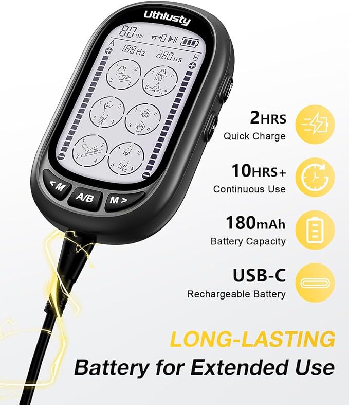 TENS Unit Muscle Stimulator for Pain Relief Therapy – 24 Modes TENS Machine & EMS Massager, Period Simulator Machine for Men & Women, Portable Muscle Stimulator for Back, Shoulder, and Neck Pain-StrideForce Fitness