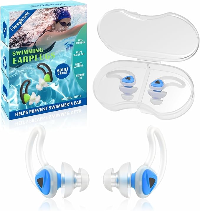 Hearprotek [2 Pairs] Swimmer Ear Plugs,Custom-fit Water Protection Adult Swimming earplugs for Swimmers Pool Shower Bathing and Other Water Sports-StrideForce Fitness