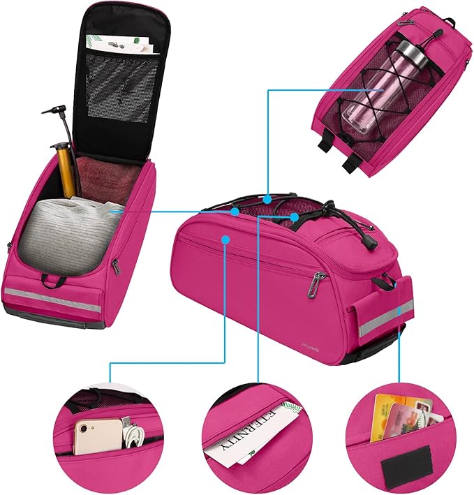 MOSISO Bike Rack Bag, Waterproof Bicycle Trunk Pannier Rear Seat Pouch Cycling Bike Carrier Backseat Storage Luggage Saddle Shoulder Bag-StrideForce Fitness