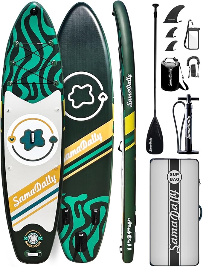 11'Stand Up Paddle Boards Surf Control with Premium SUP Board Accessories Backpack & Removable Fins, 34" Wide Inflatable Paddle Boards of All Skill Levels-StrideForce Fitness