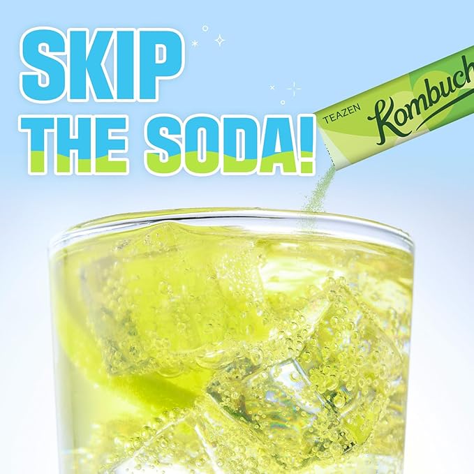 TEAZEN Shine Muscat Kombucha Tea, Electrolyte Powder & Hydration Drink Mix, Sugar Free, Live Probiotics & Prebiotics, 10 Sticks, 1.76oz-StrideForce Fitness