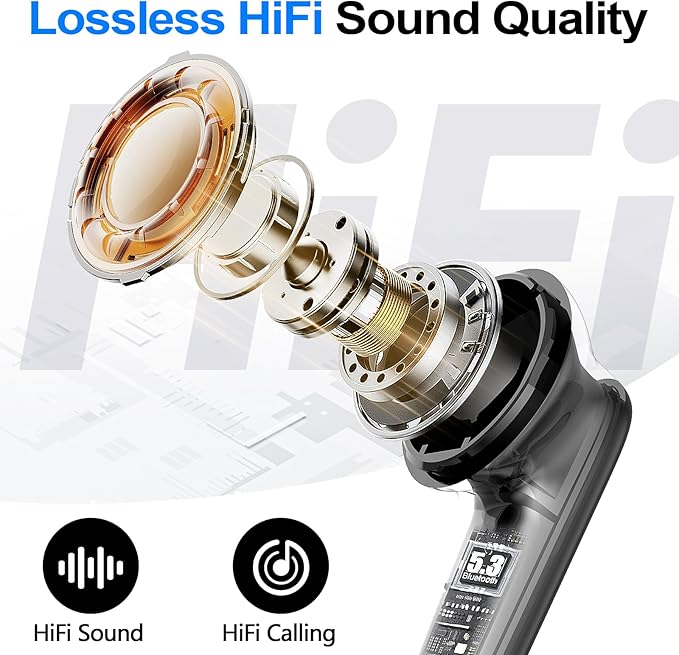 kurdene Wireless Earbuds Bluetooth 5.4 Headphones 60H Playtime Deep Bass Stereo Ear Buds with Mic Comfort Lightweight in Ear Earphones for Workout/Running Charcoal-StrideForce Fitness