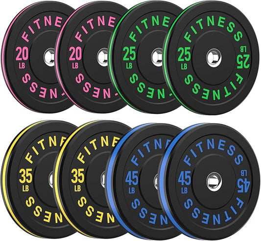 2 Inch Bumper Plates，10-500lbs，Barbell Rubber Olympic Weight Plates Set for Home Gym, Strength Training & Weight Lifting, Multiple Options Colors-StrideForce Fitness