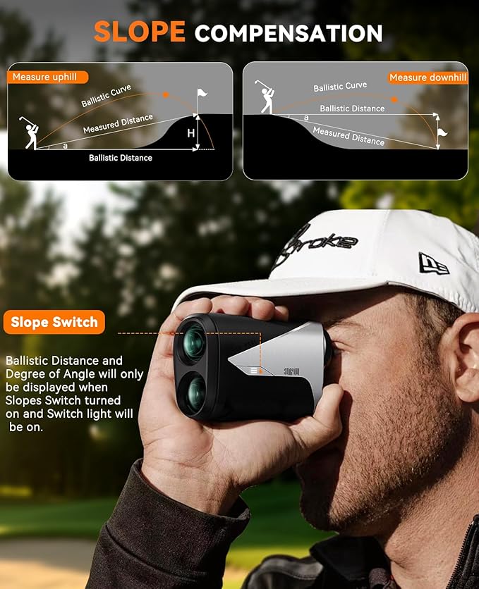 SUNPOW Golf Rangefinder with Slope -1000 Yards Range Finder with Flag Pole Locking Vibration-7X Magnification Rechargeable Golf Range Finders for Hunting-StrideForce Fitness