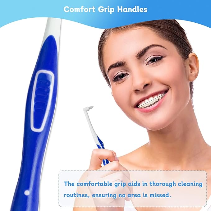 4-Pack Tuft Toothbrushes for Orthodontic Care, Interspace Tufted Brush with End-tuft Tapered Design, Soft Trim Bristles for Braces, Bridges, and Wisdom Teeth Gap, Dental Health Oral Care Tools