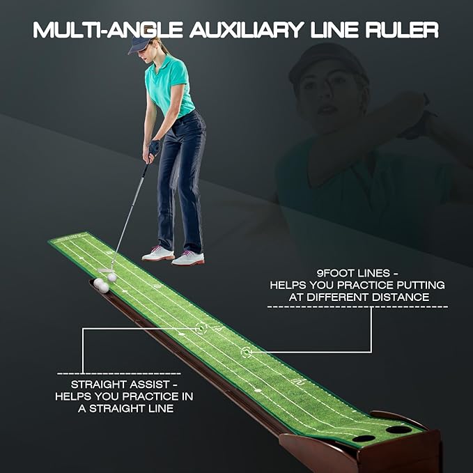 Putting Green Putting matt for Indoors Golf Putting Mat - Indoor Putting with Ball. Putting matt for Golf Practice, Portable and Easy to Clean. Great Gift-StrideForce Fitness