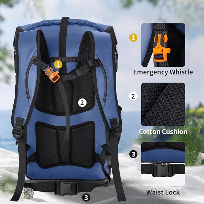 Dry Bags Waterproof Backpack for Women Men Travel Dry Bag Backpack Warterproof Bag for Kayaking Beach Boating 30L/40L-StrideForce Fitness