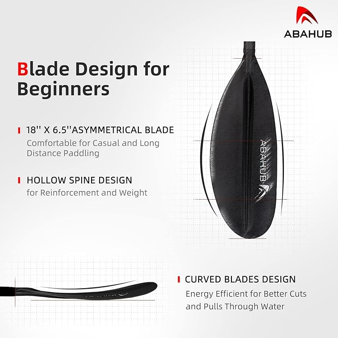 Abahub 1 x Carbon Kayak Paddles, 90.5 Inches Kayaking Oars for Boating, Canoeing with Free Paddle Leash, Carbon Fiber Shaft Black/Blue/Green/Orange/Yellow/White/Red Plastic Blades-StrideForce Fitness