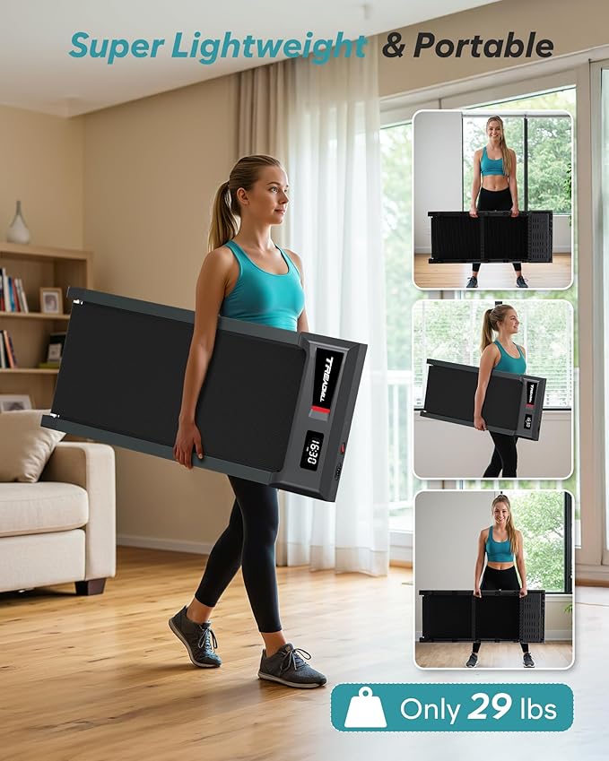 WELLFIT Auto Incline Folding Treadmill - 10% Incline Desk Walking Pad Treadmill with Handlebar, 400 lbs Heavy-Duty Capacity, Space-Saving Quiet Under-Desk Design for Home Office, Seniors & Fitness-StrideForce Fitness