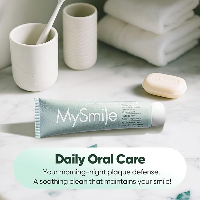 MySmile Nano Hydroxyapatite Toothpaste - Fluoride Free for Sensitive Teeth | Natural Mint 4.2oz