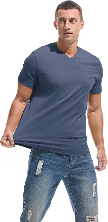 VEIISAR Premium V Neck T Shirts for Men - Modern Fitted Tees Vneck Undershirts-StrideForce Fitness