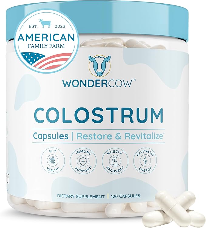 Colostrum Capsules Supplement for Gut Health, Immune Support, Muscle Recovery & Wellness | Natural IgG Pure Whole Bovine Colostrum Superfood, Unflavored, 30 Servings-StrideForce Fitness