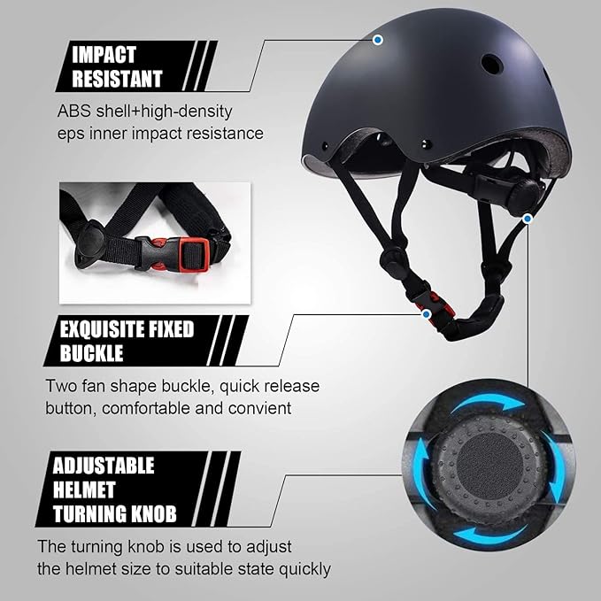 Adjustable Helmet for Ages 5-16 Kids Toddler Boys Girls Youth,Protective Gear with Elbow Knee Wrist Pads for Multi-Sports Skateboarding Bike Riding Scooter Inline skatings Longboard Roller Skate-StrideForce Fitness
