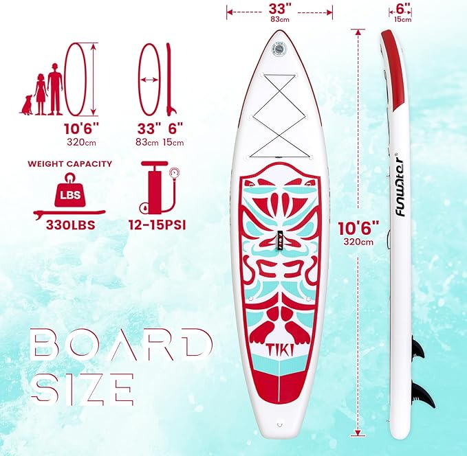 FunWater Inflatable Ultra-Light Stand Up Paddle Board for All Skill Levels with Premium SUP Paddleboard Accessories,Non-Slip Comfort Deck for Youth & Adults-StrideForce Fitness