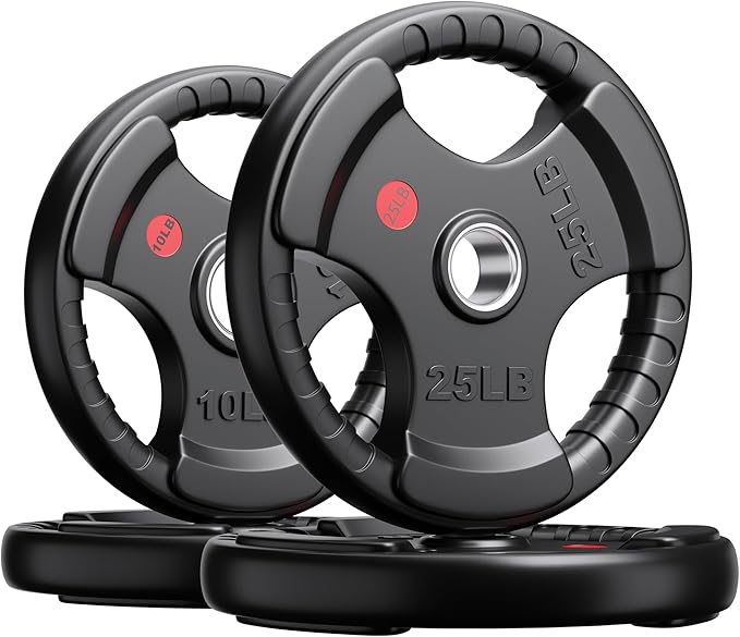 XDDIAS Rubber Weight Plates for Barbell, 2-Inch Olympic Grip Plate for Strength Training, Weightlifting and Bodybuilding in Home & Gym, Solid Cast Iron Weight Plates Pair and Sets-StrideForce Fitness