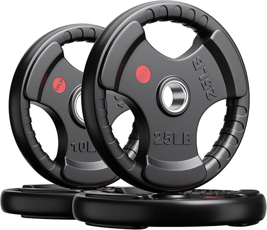 XDDIAS Rubber Weight Plates for Barbell, 2-Inch Olympic Grip Plate for Strength Training, Weightlifting and Bodybuilding in Home & Gym, Solid Cast Iron Weight Plates Pair and Sets-StrideForce Fitness