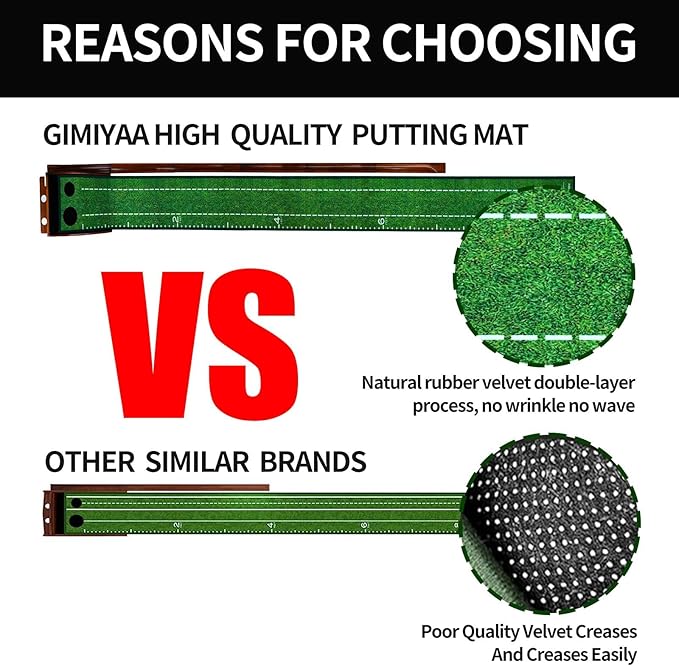 GimYaa Golf Putting mat Green Indoor and Outdoor with Auto Ball Return,Game Practice Golf Gifts for Home, Office, Backyard Indoor Golf and Outdoor Use, Crystal Velvet Mat-StrideForce Fitness