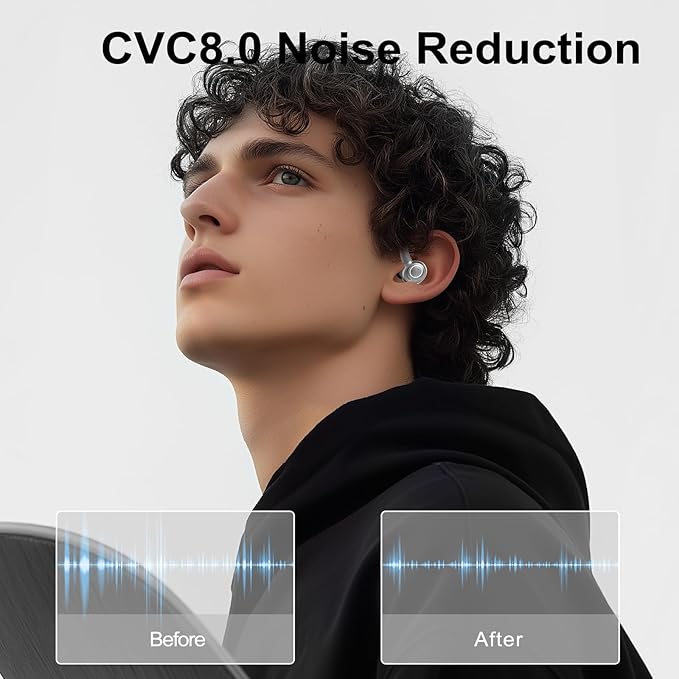 Wireless Earbuds Bluetooth 5.3 Headphones Sports, 48Hrs Playtime Bluetooth Earbuds with CVC 8.0 Mic, Stereo Bass Over Ear Bud with Earhooks, LED Display, IP7 Waterproof Earphon for Running Gray-StrideForce Fitness