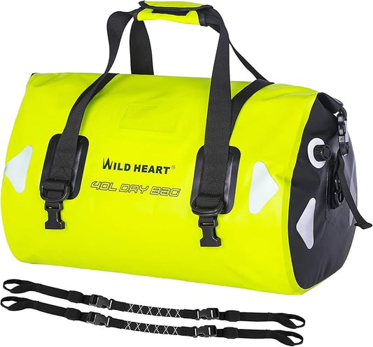 WILD HEART Waterproof Motorcycle Duffel Bag PVC500D Double-bottom With Rope Straps and Inner Pocket 40L 66L 100L for Kayaking, Camping, Boating,Motorcycle-StrideForce Fitness