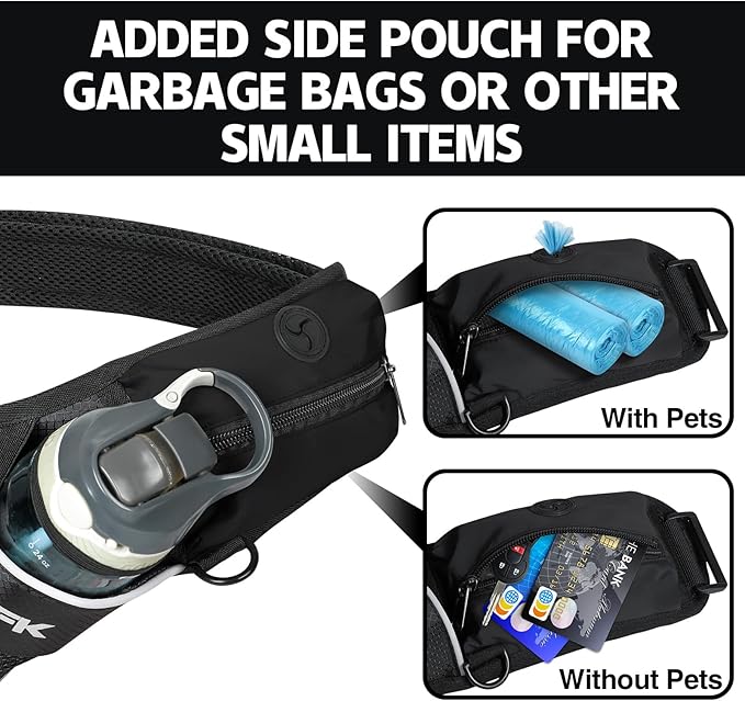 PYFK Running Belt Hydration Waist Pack with Water Bottle Holder for Men Women Waist Pouch Fanny Bag Reflective-StrideForce Fitness